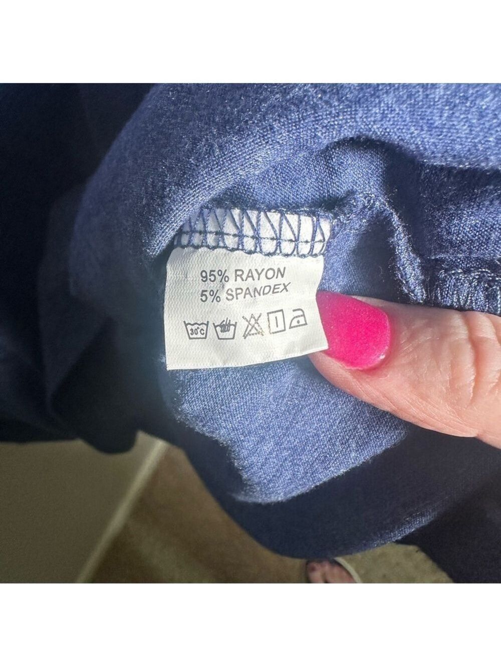 Blue Women's Top with Button Accents and Pockets - Picture 4 of 6